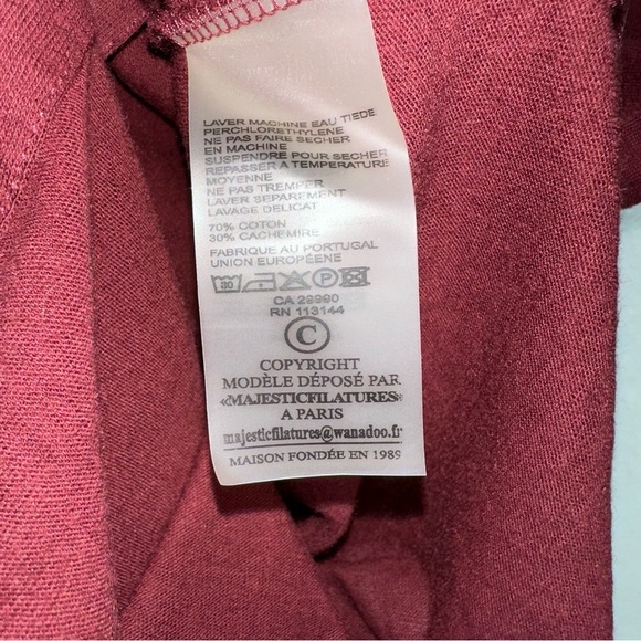Majestic Filatures Paris Burgundy Red Cotton Cashmere LS Button Up Shirt Top S - Picture 8 of 9
